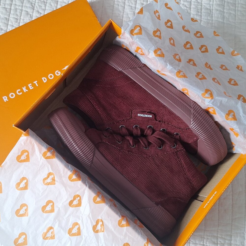 NEW Women's Size 9 Burgundy Corduroy high-top Rocket Dog Sneakers - Picture 7 of 8